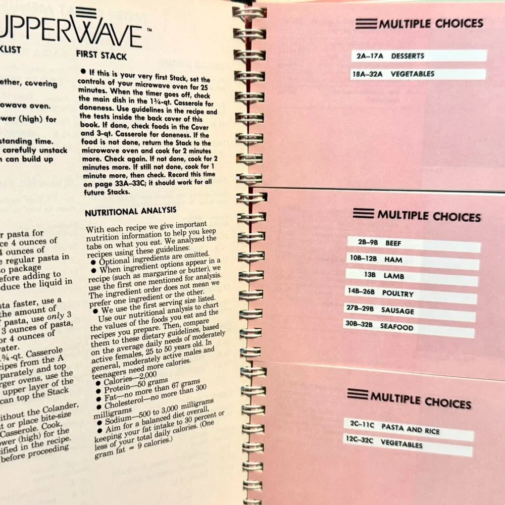 TUPPERWAVE STACK-COOKED MEALS Cookbook Vintage 1990 Microwave Menus Spiral HC. - Picture 9 of 16